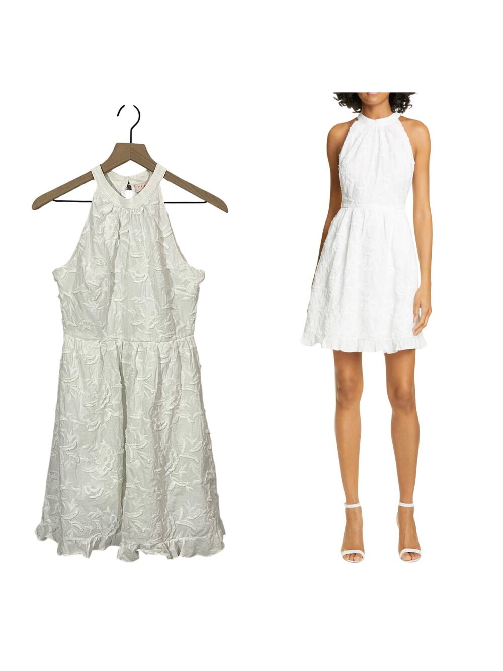 Ted Baker London Lorene Embroidered Skater Mini Dress - White - 1 (0-2)